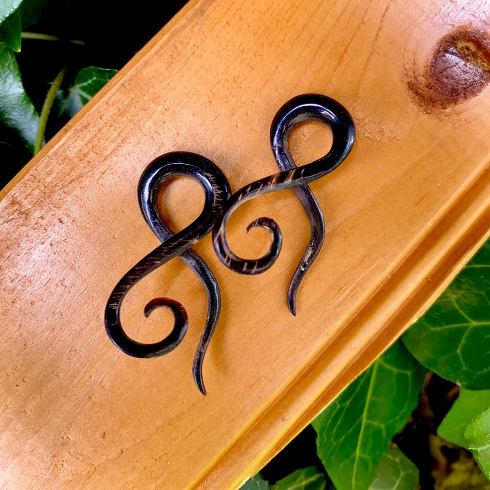 🌈 3/$20 Small Gauge Tapered Unique Buffalo Horn Dangling Drop Earrings